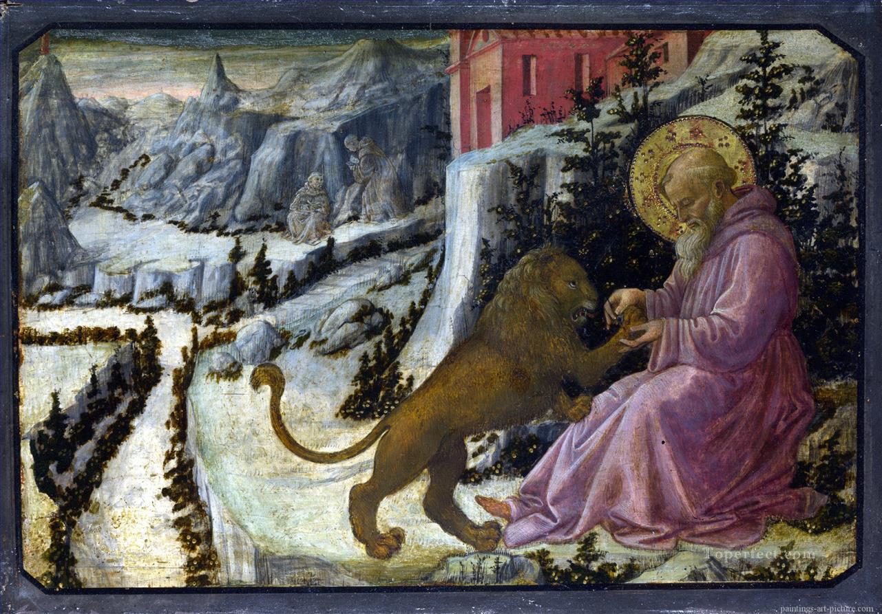 Lippi Fra Filippo Der Heilige Hieronymus und der Löwe Predellaplatte Ölgemälde